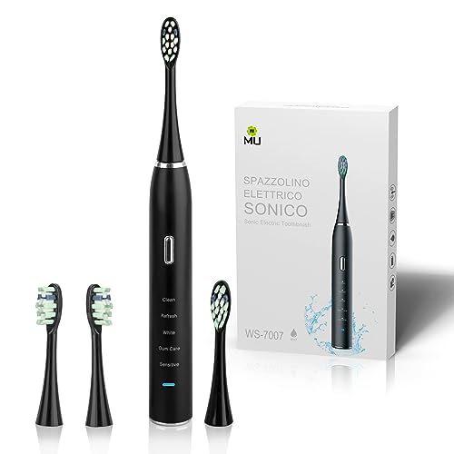 Cepillos de Dientes Electricos Sónico, m MU Cepillo Electrico con 4 Cabezales, 5 Modos y...