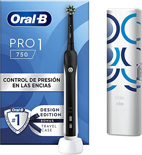 Oral-B Pro 1 750 Cepillo de Dientes Eléctrico con Mango Recargable, Cabezal y Estuche De...
